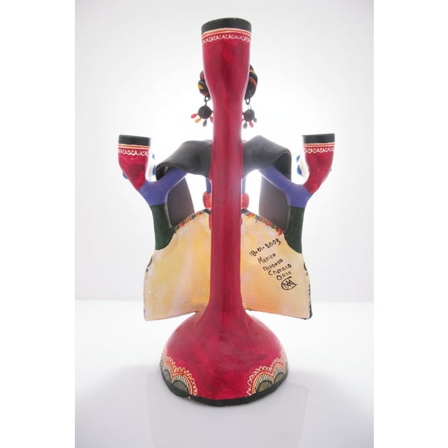 Alfonso Castillo Orta Frida Kahlo Day of the Dead Mexico Folk Pottery Candelabra For Sale In Portland, OR - Image 6 of 9