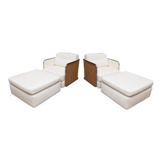 Vintage Rare Milo Baughman For,Thayer Coggin Lounge Chairs With Ottomans, Restored Pair Of For Sale