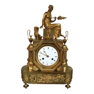 1800 French Empire Directoire Gilt Bronze Mantel Clock by Oudin
