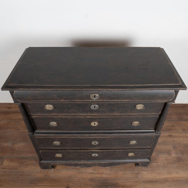 19th Century Large Black Chest of Five Drawers From Denmark For Sale - Image 4 of 18