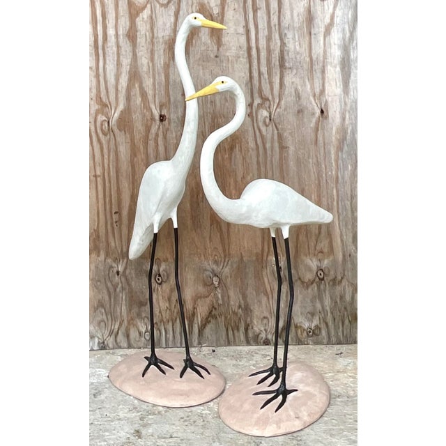 Late 20th Century Vintage Boho Concrete Cranes - a Pair For Sale - Image 5 of 6