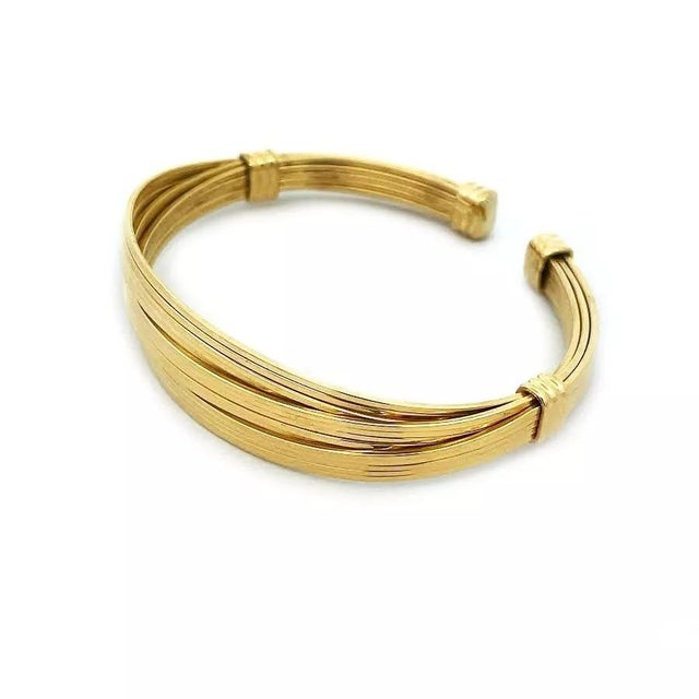 1990s Roberto Coin Bracelet 18k Yellow Gold Cuff Vintage Multi-Band 1226vi For Sale - Image 5 of 6