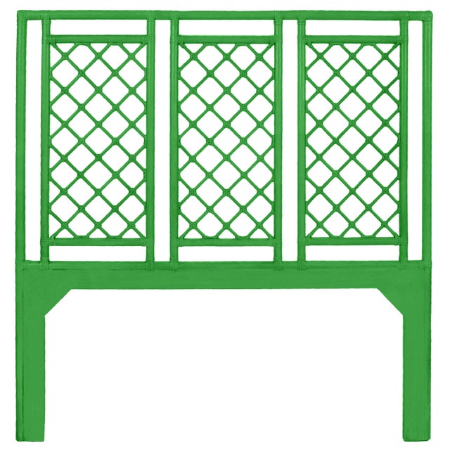 Coastal X & Diamond Platform Bed Queen, Bright Green For Sale - Image 3 of 7