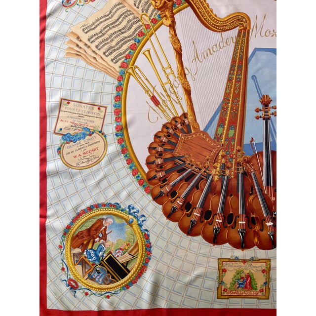 HERMÈS MOZART 1991 Silk Scarf designed by Abadie Julie For Sale - Image 11 of 13