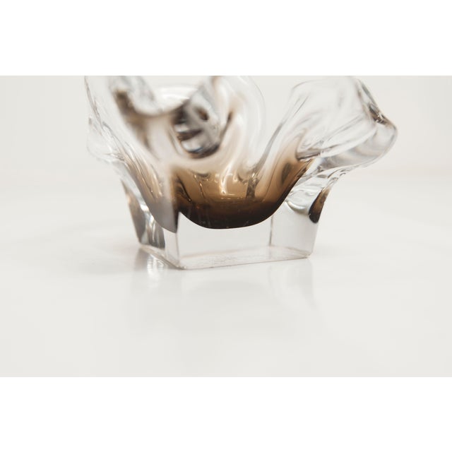 Square Clear and Brown Murano Glass Ashtray, 1960s For Sale - Image 11 of 13