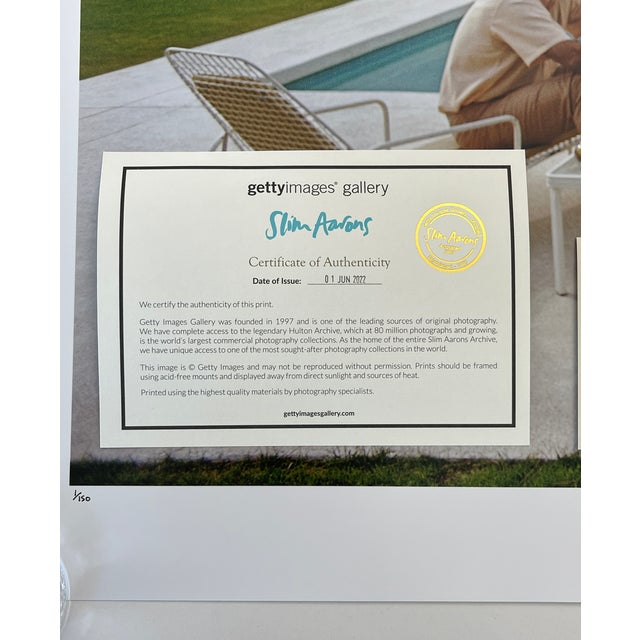 1970s "Poolside Chat", Palm Springs 1970, Limited Edition 1/150, 30" X 40" C-Print by Slim Aarons For Sale - Image 9 of 9