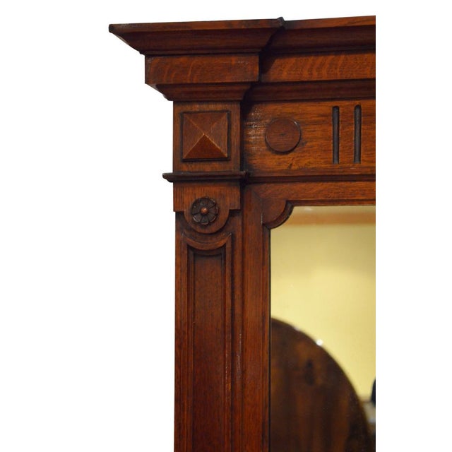 Large Victorian Oak Wall Mirror For Sale - Image 10 of 14