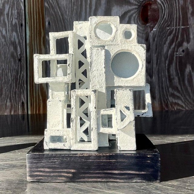 Late 20th Century Vintage Boho Signed Abstract Brutalist Ceramic Sculpture For Sale - Image 5 of 8