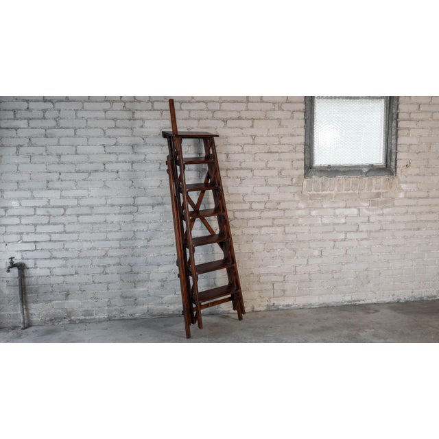 Early 21st Century Restoration Hardware Arts and Crafts Folding Library Ladder Shelf For Sale - Image 5 of 15