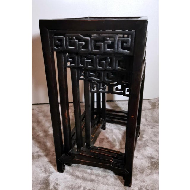 Qing Dynasty-Style Set of 4 Chinese Wooden Nesting Side Tables For Sale - Image 10 of 12