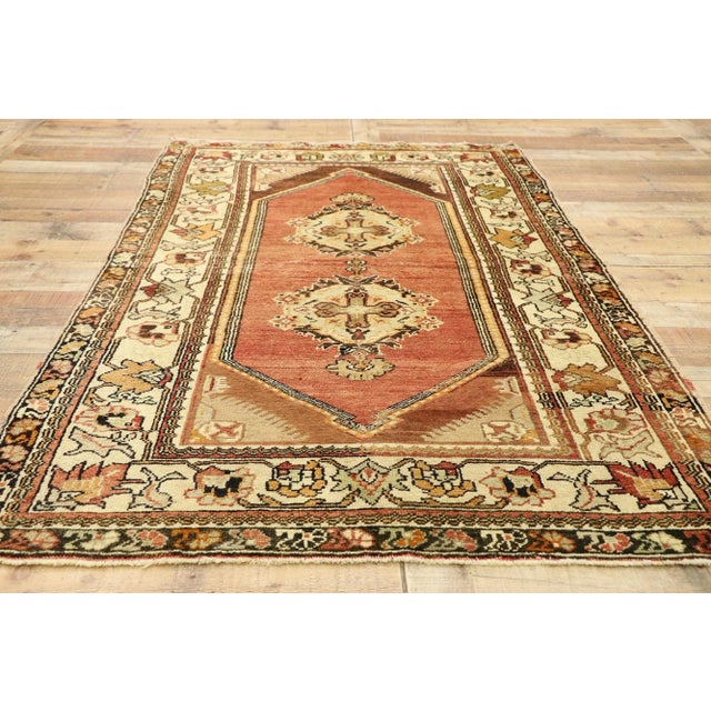 Textile Vintage Turkish Oushak Rug - 04'01 X 06'11 For Sale - Image 7 of 8