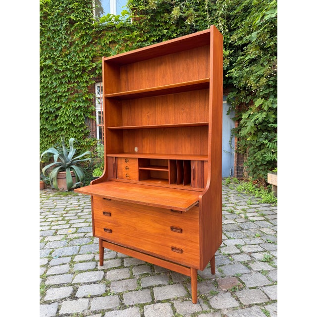 Teak Bookshelf with Secretary Desk by Johannes Sorth for Nexø For Sale - Image 9 of 11
