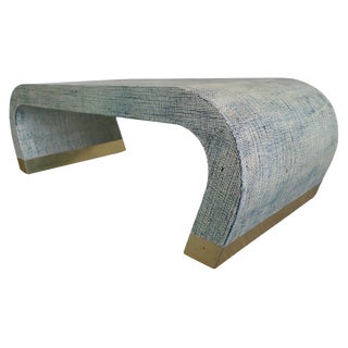 Mid-Century Karl Springer Style Linen Wrapped Coffee Table For Sale