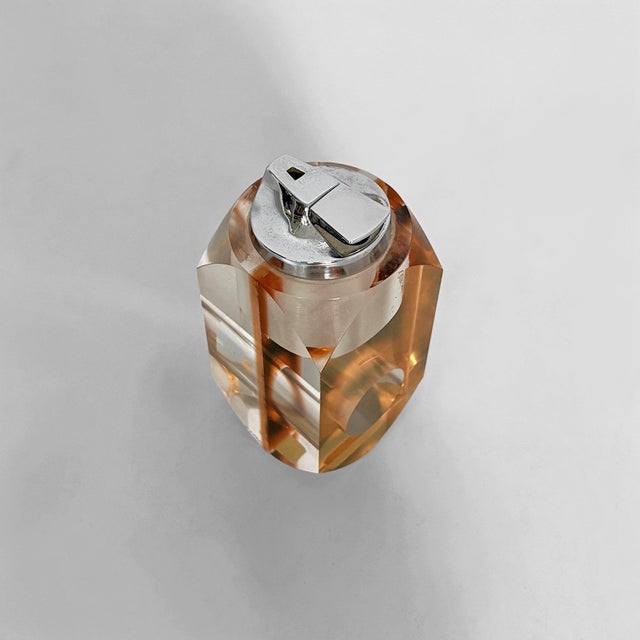 1970s Italian Acrylic glass and Chrome-Plated Steel Table Lighter, 1970s For Sale - Image 5 of 13