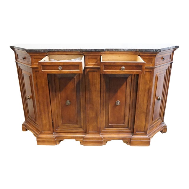 Bernhardt Furniture Solid Cherry Contemporary Italian Neoclassical Tuscan Style 73" Buffet W. Granite Top 802-133 For Sale - Image 9 of 16