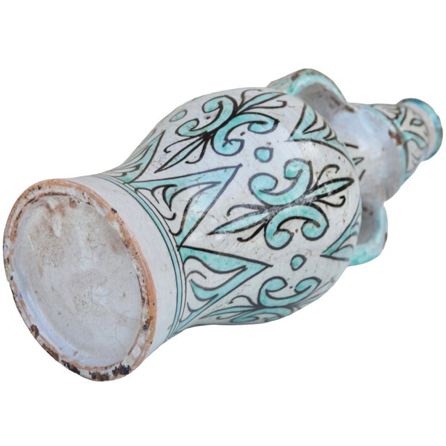 Early 20th Century Handmade Turquoise-Patterned Andalusian Ceramic Art Vase For Sale - Image 9 of 9