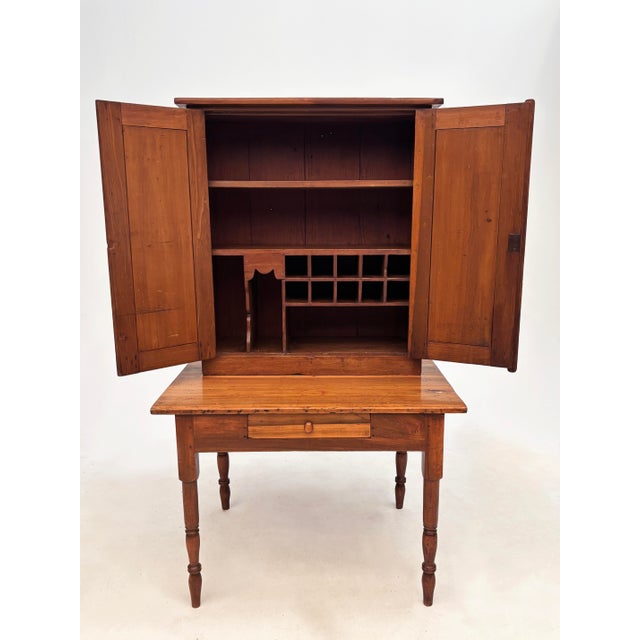 Early American Country Pine Two-Piece Plantation Desk Secretary, Circa 1830–1850 For Sale - Image 4 of 18