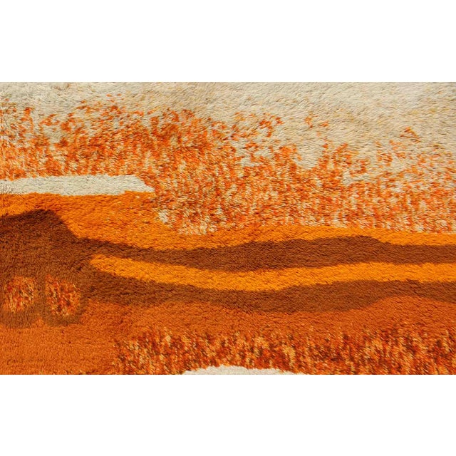 Burnt Orange Vintage Swedish Rya Rug With Modern Design in Burnt Orange, Cream and Orange For Sale - Image 8 of 10