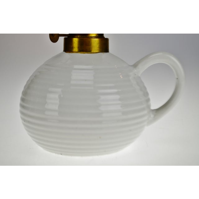 Vintage White Glazed Ceramic Oil Lamp Chairish