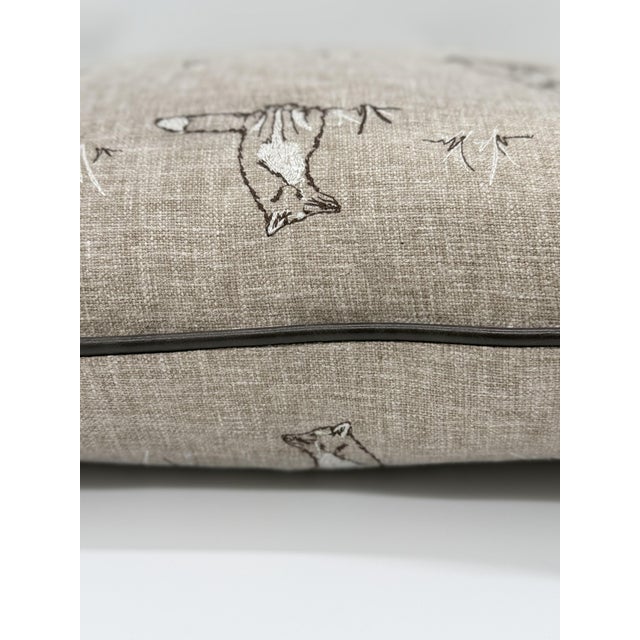Traditional Pindler and Pindler Foxie Embroidered Pillow Cover in Natural For Sale - Image 3 of 5