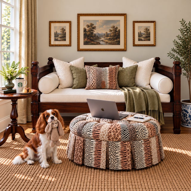 THE GUEST BEDROOM — The Daybed A welcoming place to rest, even when no one is staying over. 20th-century Thai hardwood...