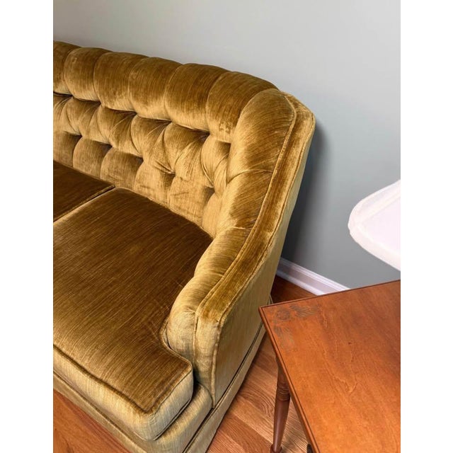 Vintage Tufted Gold Velvet Sofa Couch For Sale In Boston - Image 6 of 10