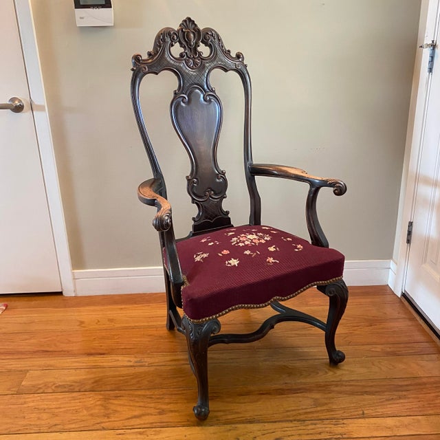 Late 19th Century 18th Century Queen Anne-Style Splat Back Walnut Armchair For Sale - Image 5 of 13