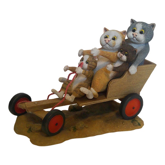 Rare Border Fine Arts Comic & Curious Cats Go-Karting A22913 Linda Jane Smith For Sale