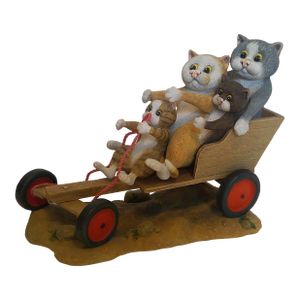 Rare Border Fine Arts Comic & Curious Cats Go-Karting A22913 Linda Jane Smith