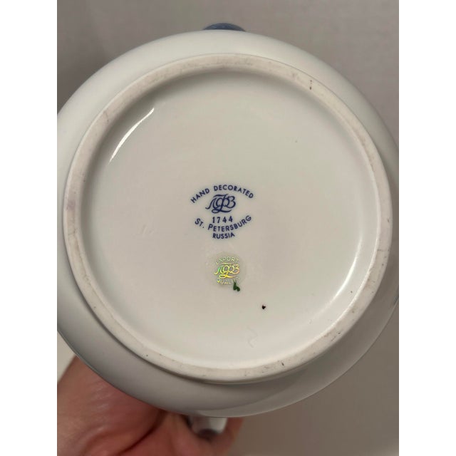 Vintage Imperial Porcelain Church Bells Tea Set 3 Pc LFZ Lomonosov Teapot, Cup, Saucer For Sale - Image 11 of 12