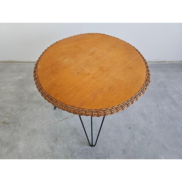 Mid-Century Modern Patio Wicker Table, Italy, 1950s For Sale - Image 3 of 9