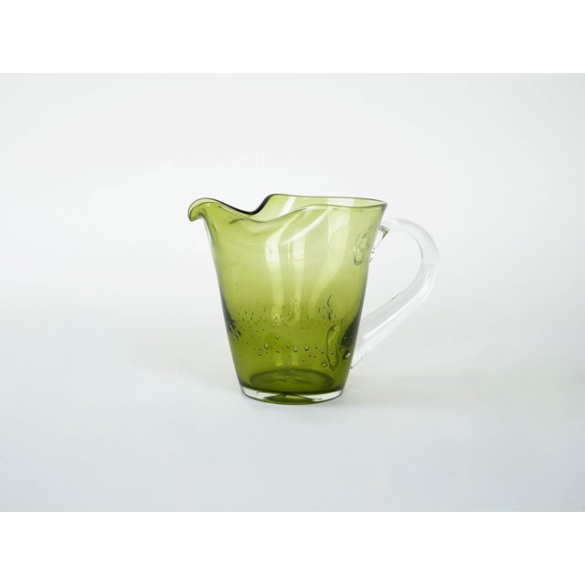 Italian Olive Green Glass Jug, 1960s For Sale - Image 4 of 10