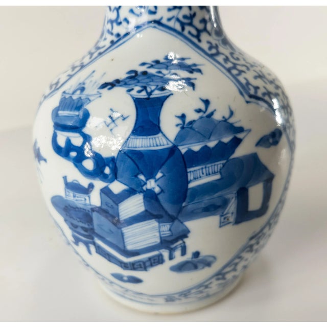 19th Century Chinese Blue and White Chinoiserie Vase For Sale - Image 9 of 13