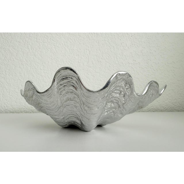Hollywood Regency 1976 Arthur Court Aluminum Clam Shell Bowl For Sale - Image 3 of 10
