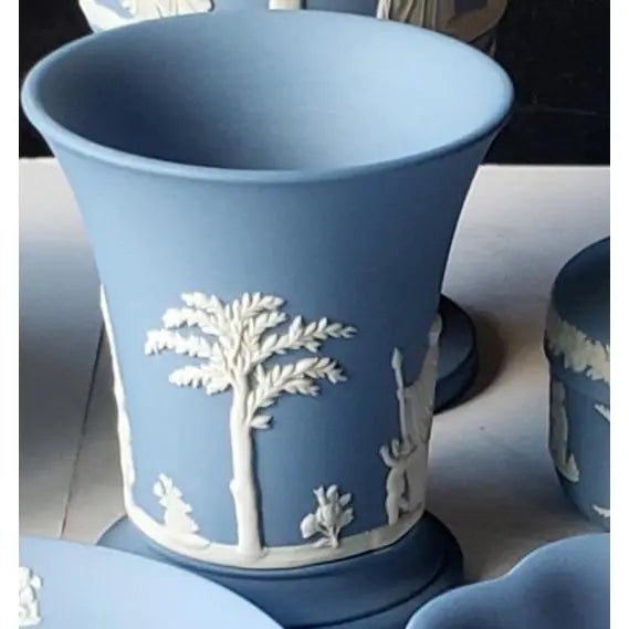 Wedgwood 1970s Vintage Wedgwood Jasperware Pale Blue 6 Piece Collection - Teapot, Pedestal Vase For Sale - Image 4 of 17