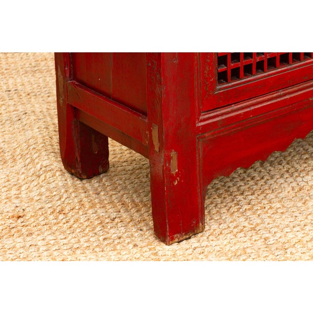 Mid 20th Century Crimson Lattice Asian Sideboard For Sale - Image 11 of 12