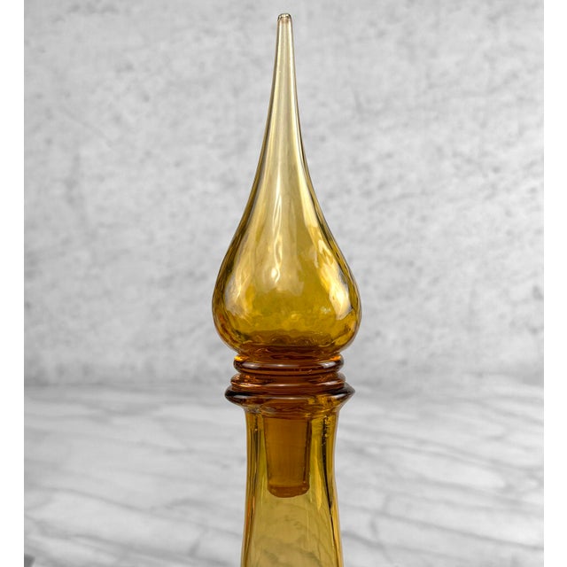 Mid-Century 24" Italian Empoli Amber Optic Art Glass Genie Bottle For Sale - Image 4 of 8