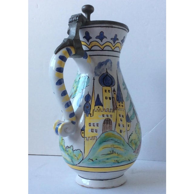 French Faience Polychrome Decorated Beer Stein For Sale - Image 3 of 11
