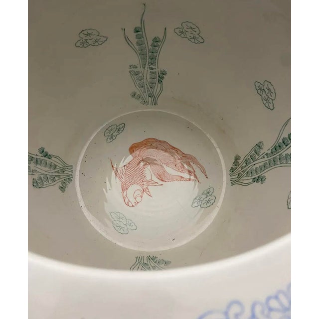 Vintage Mid to Late 20th Century Brightly-Colored Lily Pad Koi Fish Bowl For Sale - Image 4 of 8