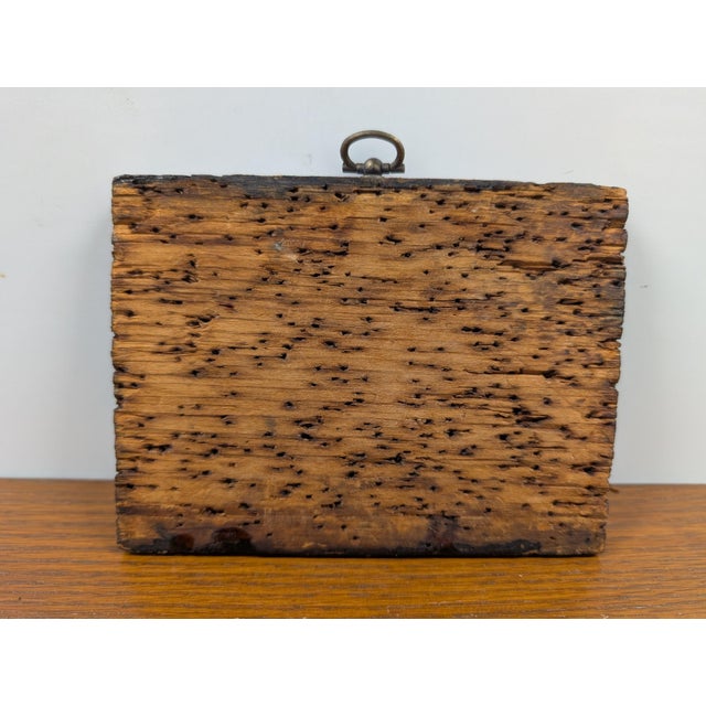 Vintage Etched Maritime Ship Art in Charactered Woodworm Wooden Frame For Sale - Image 4 of 6