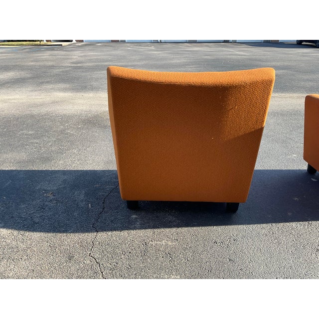 Pair of Herman Miller Geiger Swoop Club Chairs by Mark Goetz — Iconic Orange Upholstery, Made in Usa For Sale - Image 9 of 12