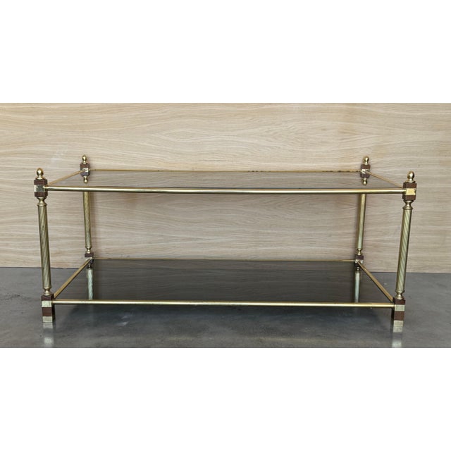 Mid-Century Modern Two-Tier Brass and Glass Rectangular Side Table For Sale - Image 16 of 18
