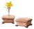 Pair of English Footstools on Wooden Feet and Rose Velvet Upholstery For Sale