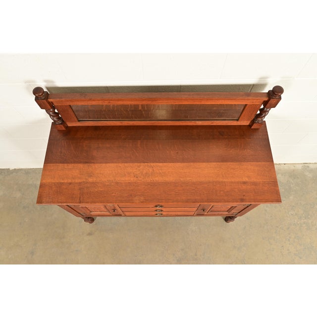 Stickley Brothers Antique Mission Oak Arts & Crafts Sideboard or Bar Cabinet, Circa 1910 For Sale - Image 12 of 16