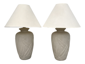 Cream Plaster Banana Leaf Lamps - a Pair