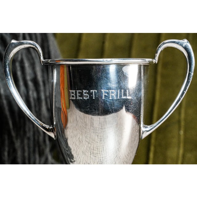 Art Deco Neat Antique Silverplate Double Arm Trophy Cup "Best Frill" For Sale - Image 3 of 10