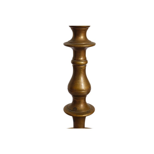 Traditional Brass Candlestick Holders, a Pair For Sale - Image 4 of 5