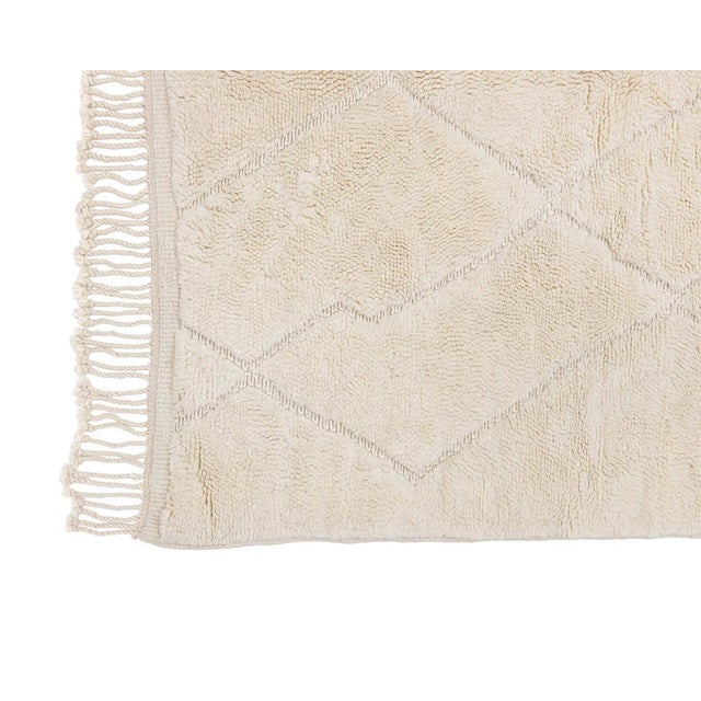 Asymmetric Diamond & Line Tone-on-Tone Hand-Knotted Wool Rug | 13'3" X 10'2" | One of a Kind For Sale - Image 6 of 7