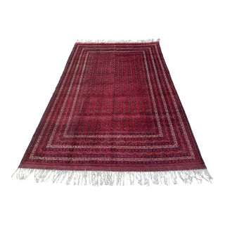 Fine Red Tekke Bokhara Hand-Knotted Wool Rug - 6'6" X 9'6" For Sale
