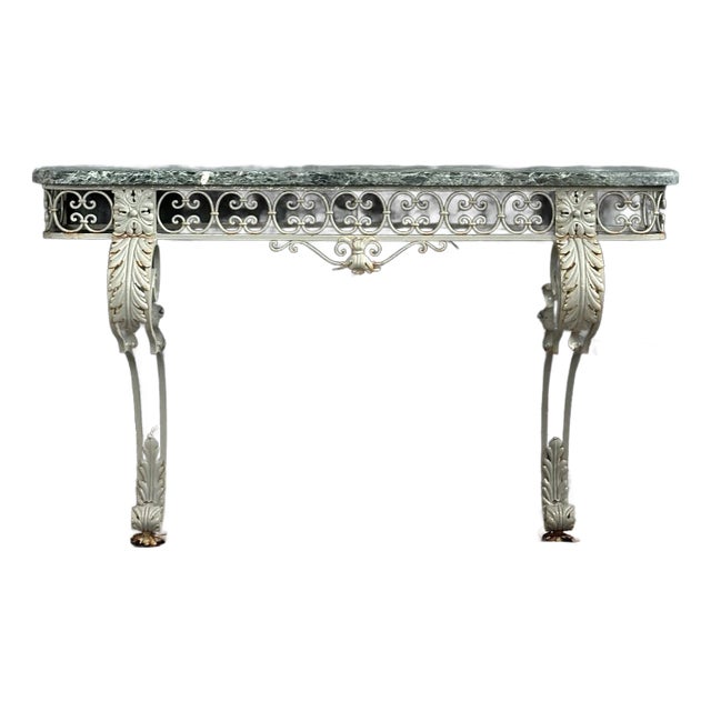 Early 20th Century Marble Top Iron Ornate Console For Sale